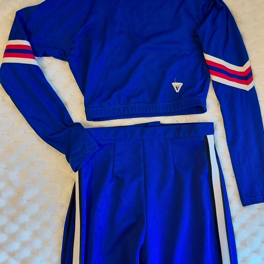 Vintage Blue Uniform with Striped Sleeves